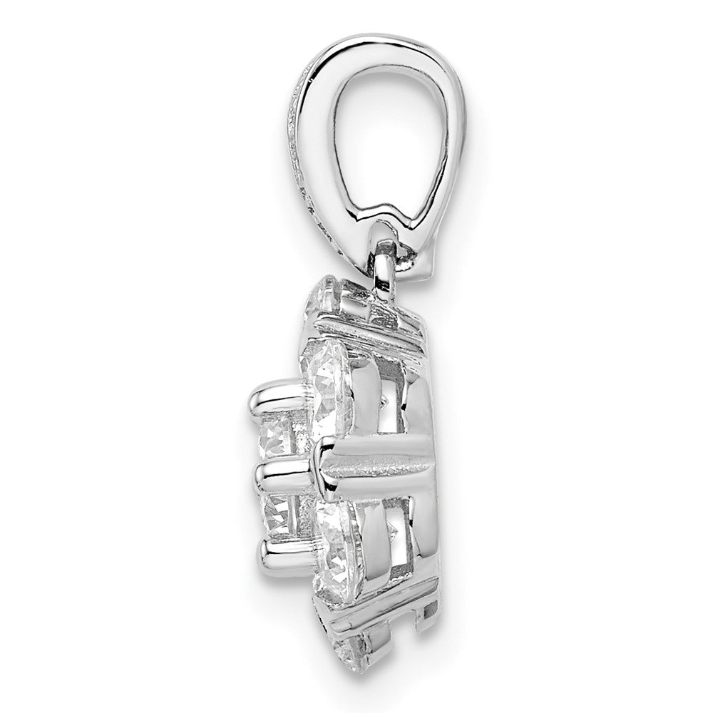 Sterlingsilber Poliert Rhodiniert Zirkonia Blume Anhänger