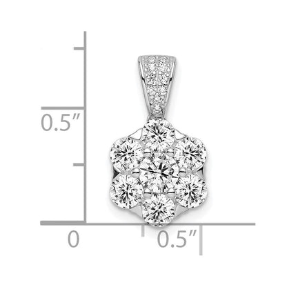 Sterlingsilber Poliert Rhodiniert Zirkonia Blume Anhänger
