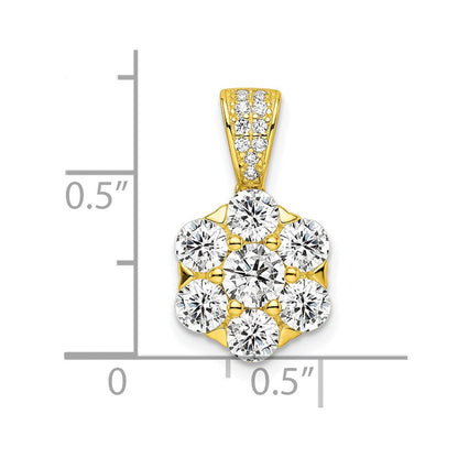 Sterlingsilber Poliert Goldfarben Zirkonia Blume Anhänger