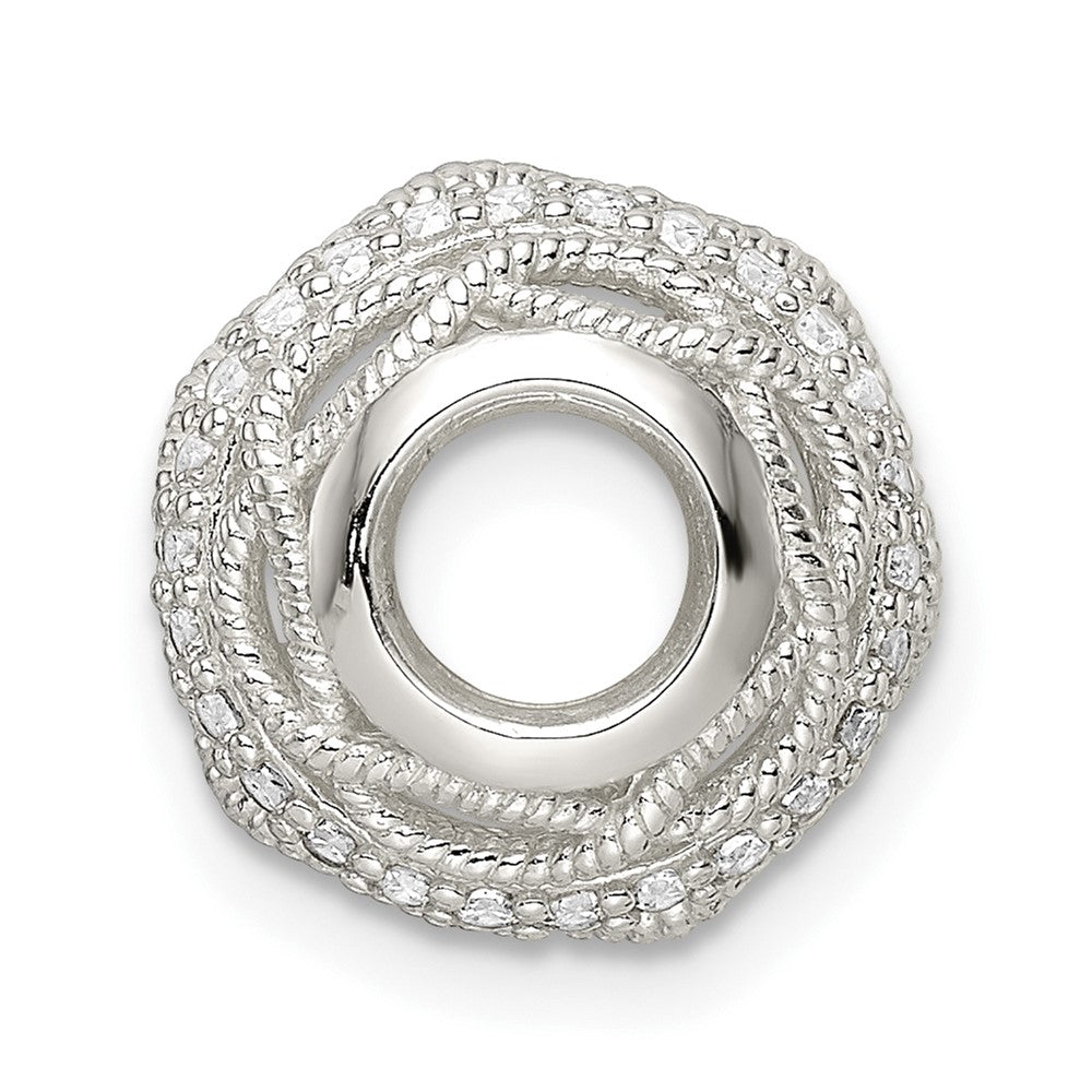Sterlingsilber Poliert Zirkonia Rund Fantasie Gemustert Anhänger