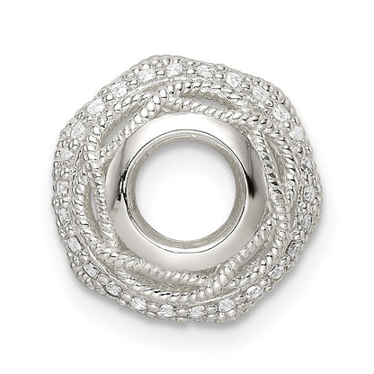 Sterlingsilber Poliert Zirkonia Rund Fantasie Gemustert Anhänger