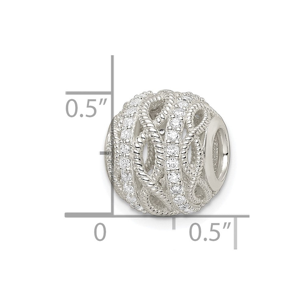 Sterlingsilber Poliert Zirkonia Rund Fantasie Gemustert Anhänger