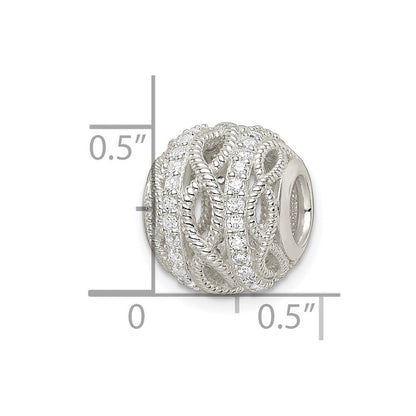 Sterlingsilber Poliert Zirkonia Rund Fantasie Gemustert Anhänger