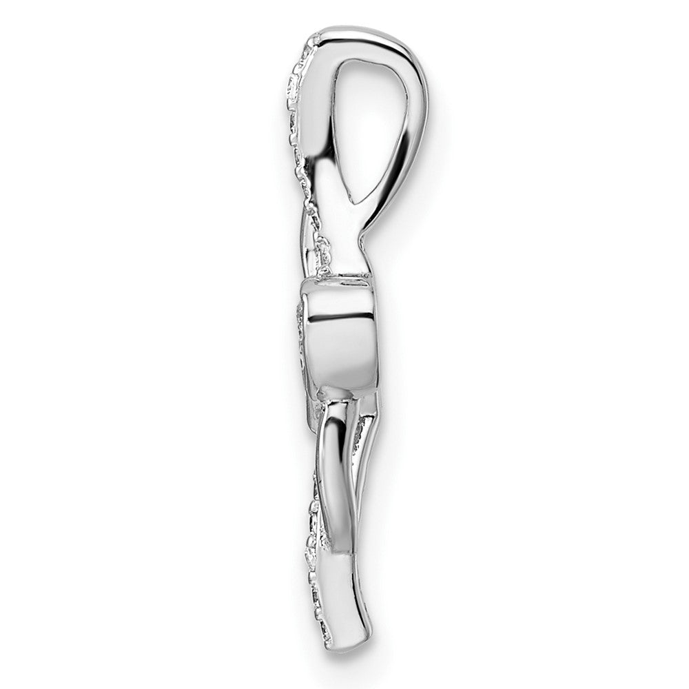 Sterlingsilber Rhodiniert Doppelt Herz Zirkonia Anhänger