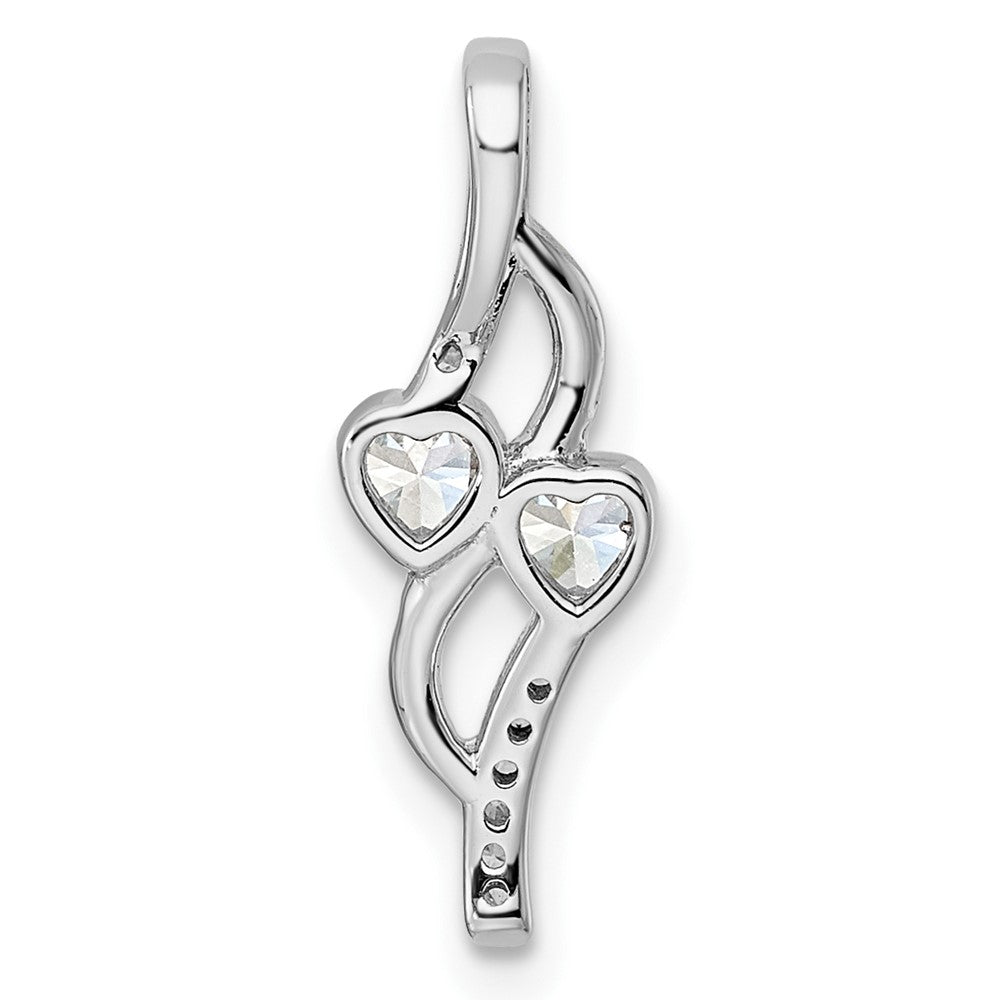 Sterlingsilber Rhodiniert Doppelt Herz Zirkonia Anhänger