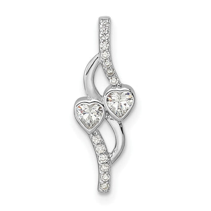 Sterlingsilber Rhodiniert Doppelt Herz Zirkonia Anhänger