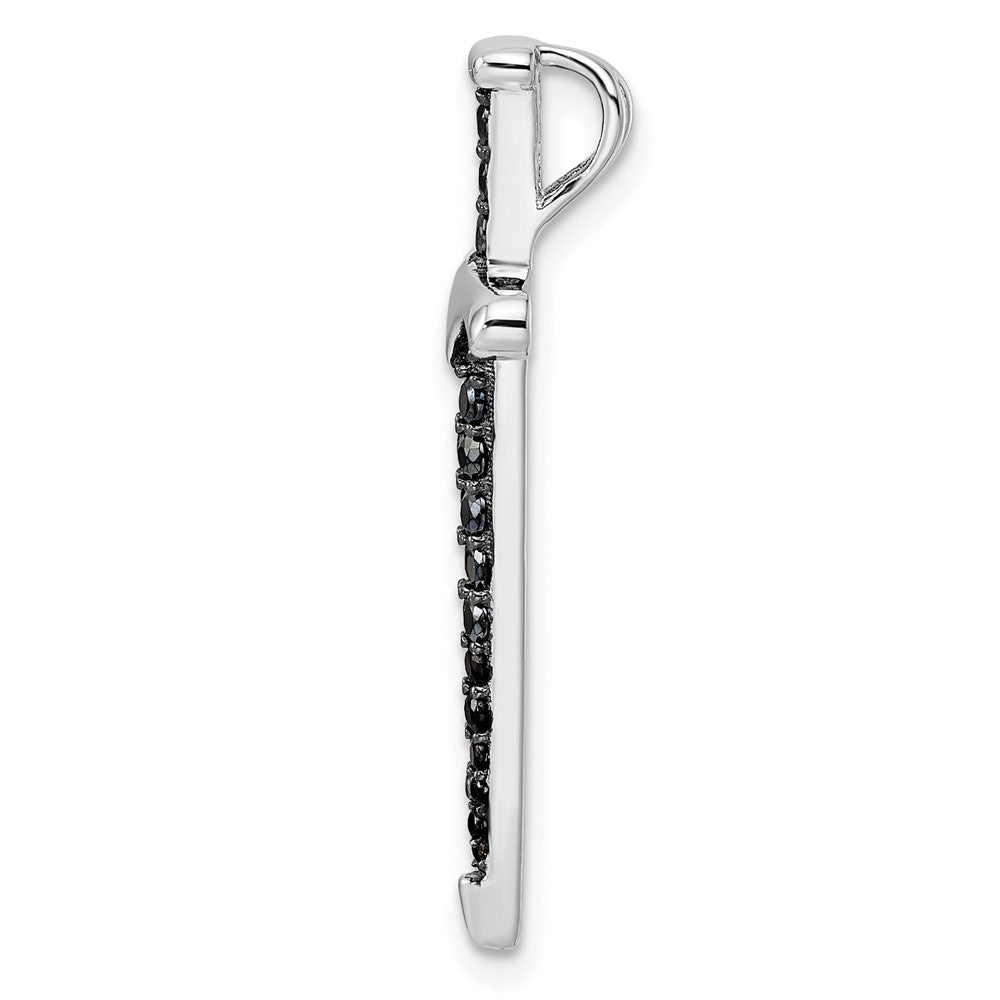 Sterlingsilber Schwarz/white Rhodiniert Schwarz Zirkonia Sword Anhänger