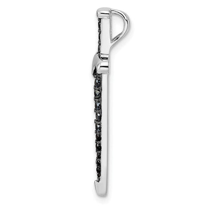 Sterlingsilber Schwarz/white Rhodiniert Schwarz Zirkonia Sword Anhänger
