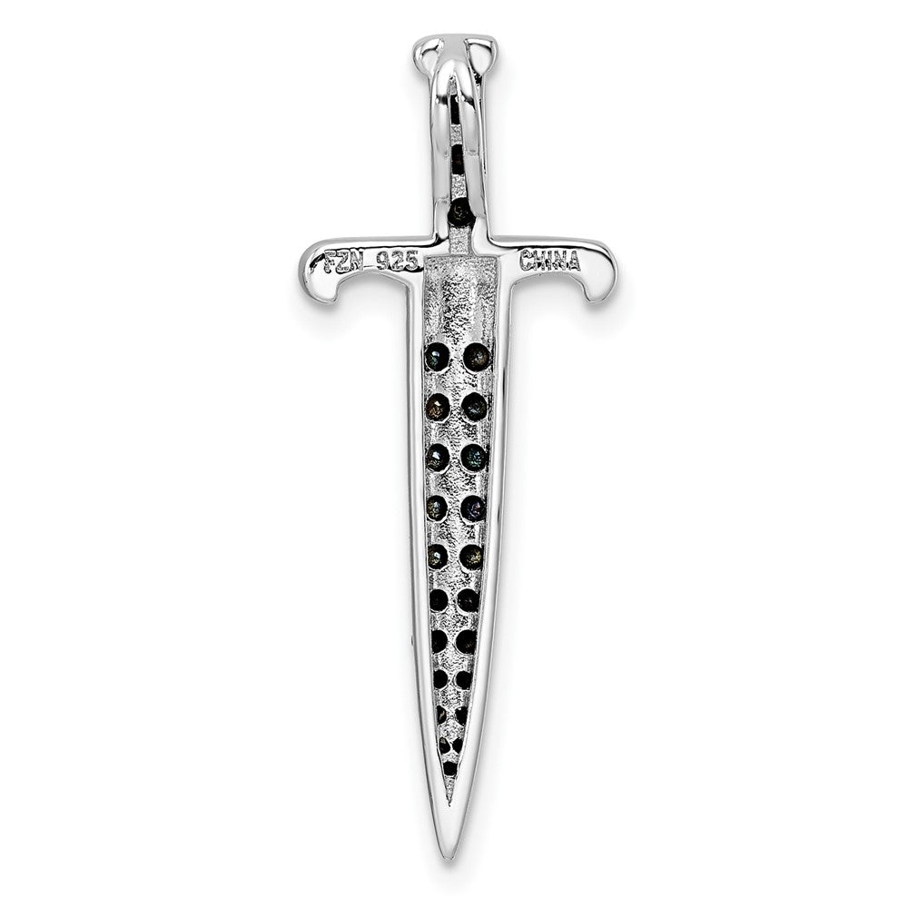 Sterlingsilber Schwarz/white Rhodiniert Schwarz Zirkonia Sword Anhänger
