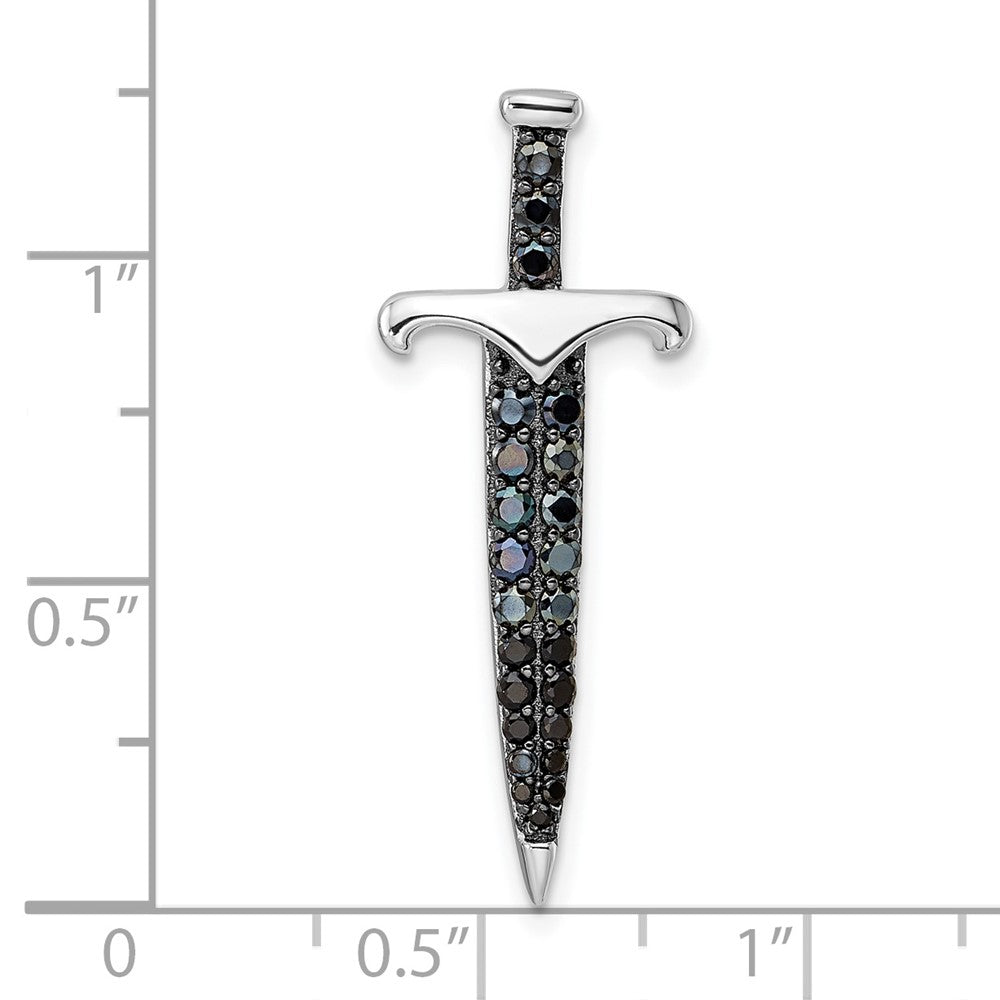 Sterlingsilber Schwarz/white Rhodiniert Schwarz Zirkonia Sword Anhänger
