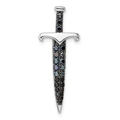 Sterlingsilber Schwarz/white Rhodiniert Schwarz Zirkonia Sword Anhänger