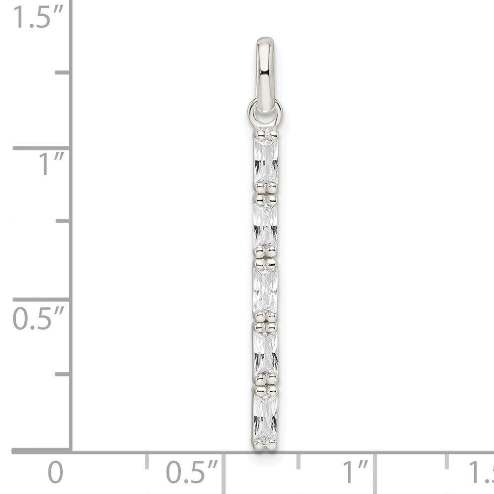 Sterlingsilber Poliert Zirkonia Stab Anhänger