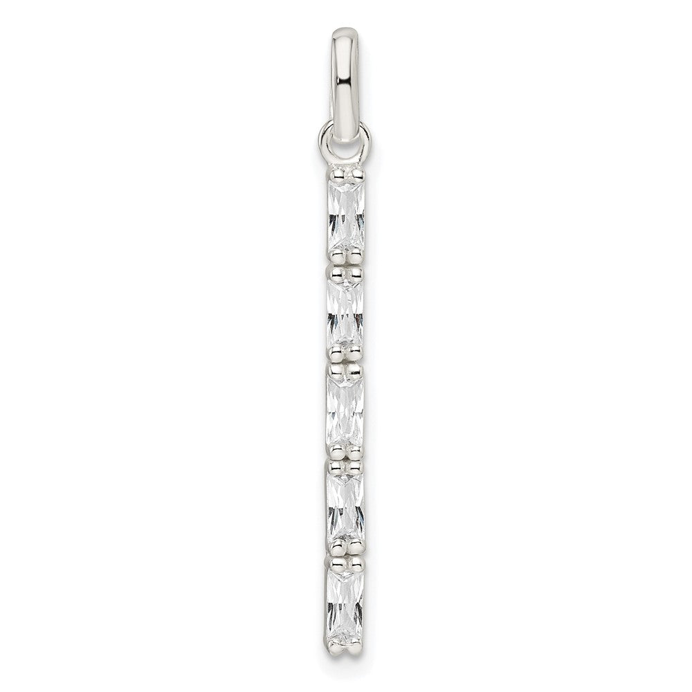 Sterlingsilber Poliert Zirkonia Stab Anhänger
