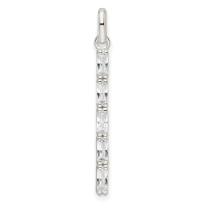 Sterlingsilber Poliert Zirkonia Stab Anhänger