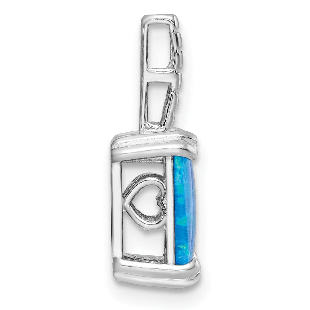 Sterlingsilber Rhodiniert Poliert Quadratisch Blau Opal Anhänger