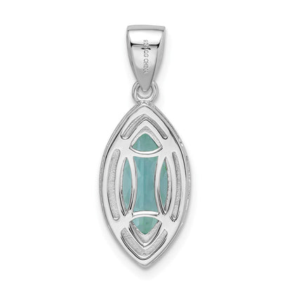 Sterlingsilber Rhodiniert Aqua & Weiß Zirkonia Anhänger