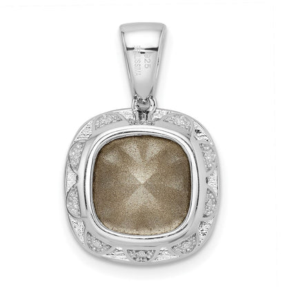 Sterlingsilber Rhodiniert Zirkonia & Peach Kristall Anhänger