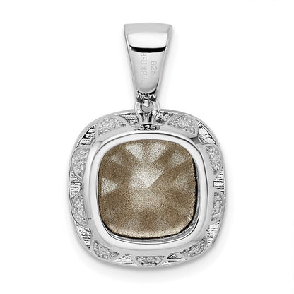 Sterlingsilber Rhodiniert Zirkonia & Blau Kristall Anhänger