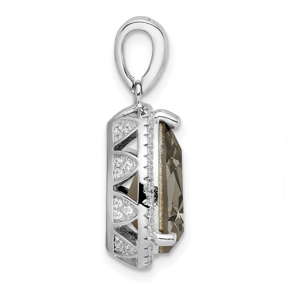 Sterlingsilber Rhodiniert Zirkonia & Schwarz Swarovski Kristall Anhänger