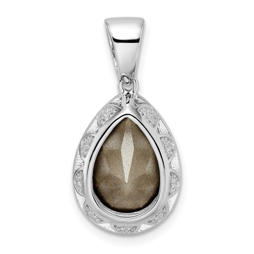 Sterlingsilber Rhodiniert Zirkonia & Schwarz Swarovski Kristall Anhänger