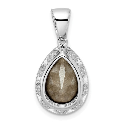 Sterlingsilber Rhodiniert Zirkonia & Schwarz Swarovski Kristall Anhänger