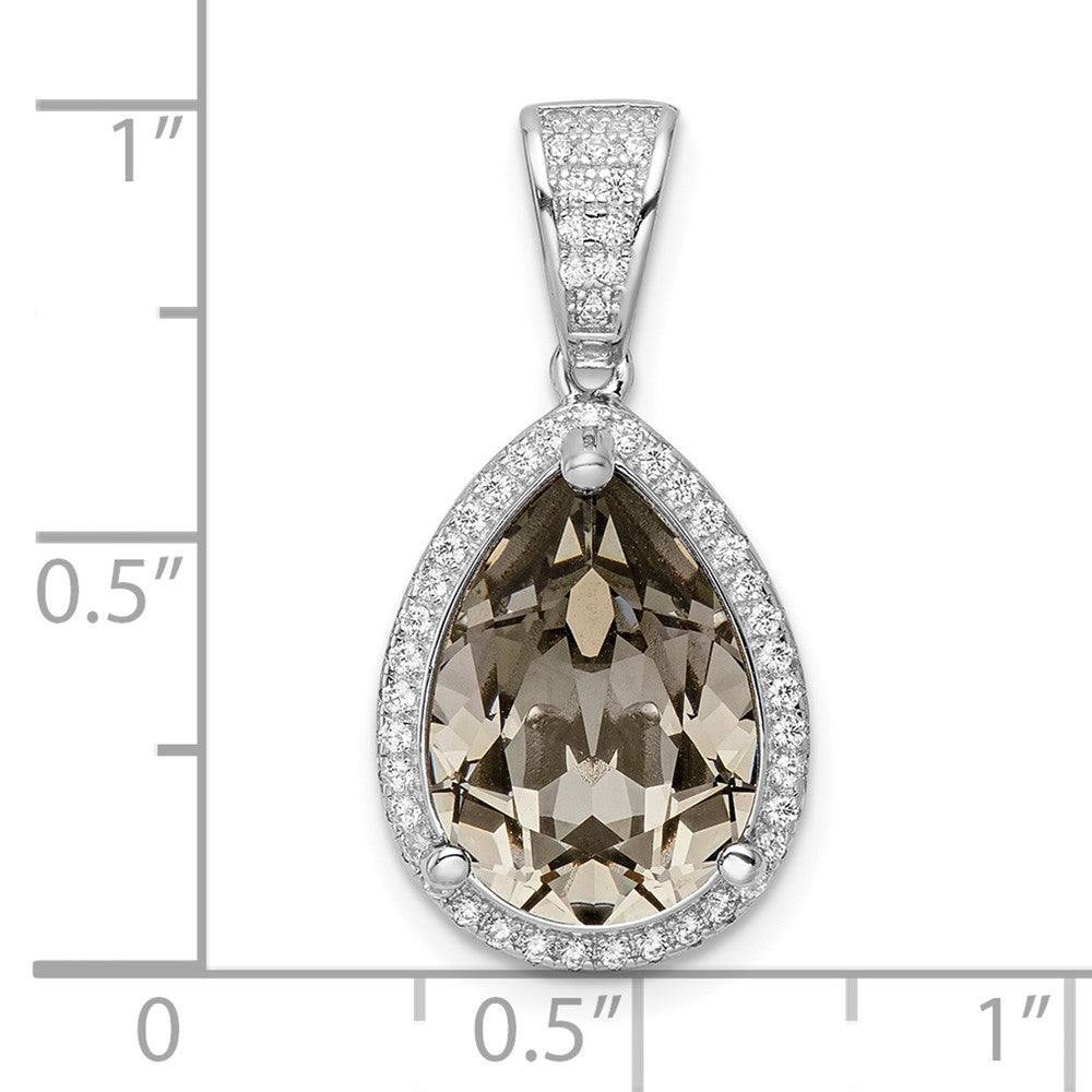 Sterlingsilber Rhodiniert Zirkonia & Schwarz Swarovski Kristall Anhänger