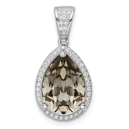 Sterlingsilber Rhodiniert Zirkonia & Schwarz Swarovski Kristall Anhänger