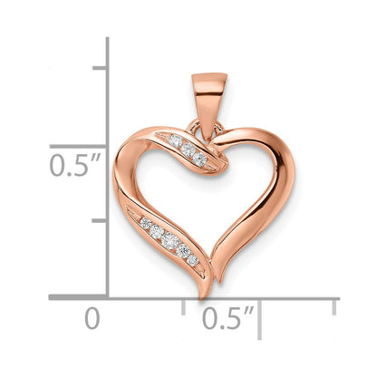 Sterlingsilber Roséfarben Zirkonia Offen Herz Anhänger