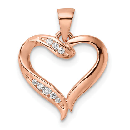 Sterlingsilber Roséfarben Zirkonia Offen Herz Anhänger