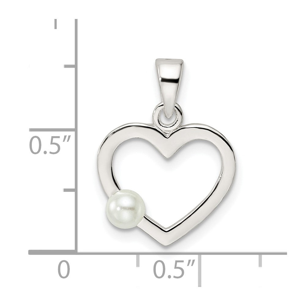 Sterlingsilber Poliert Imitat Perle Herz Anhänger