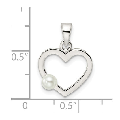 Sterlingsilber Poliert Imitat Perle Herz Anhänger