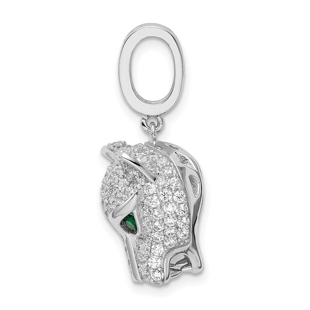 Sterlingsilber Rhodiniert Grün & Weiß Zirkonia Panther Anhänger