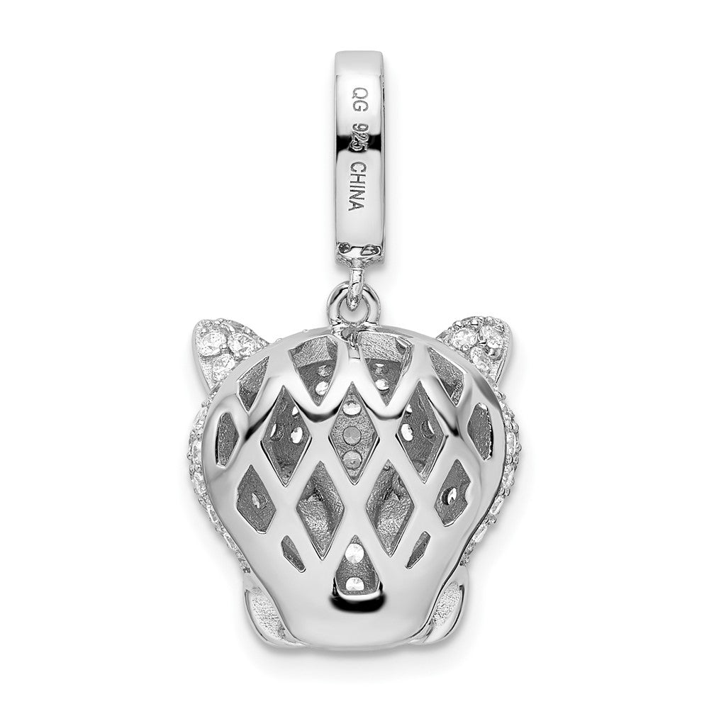 Sterlingsilber Rhodiniert Grün & Weiß Zirkonia Panther Anhänger