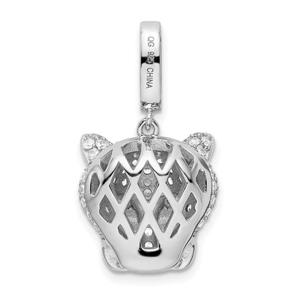 Sterlingsilber Rhodiniert Grün & Weiß Zirkonia Panther Anhänger