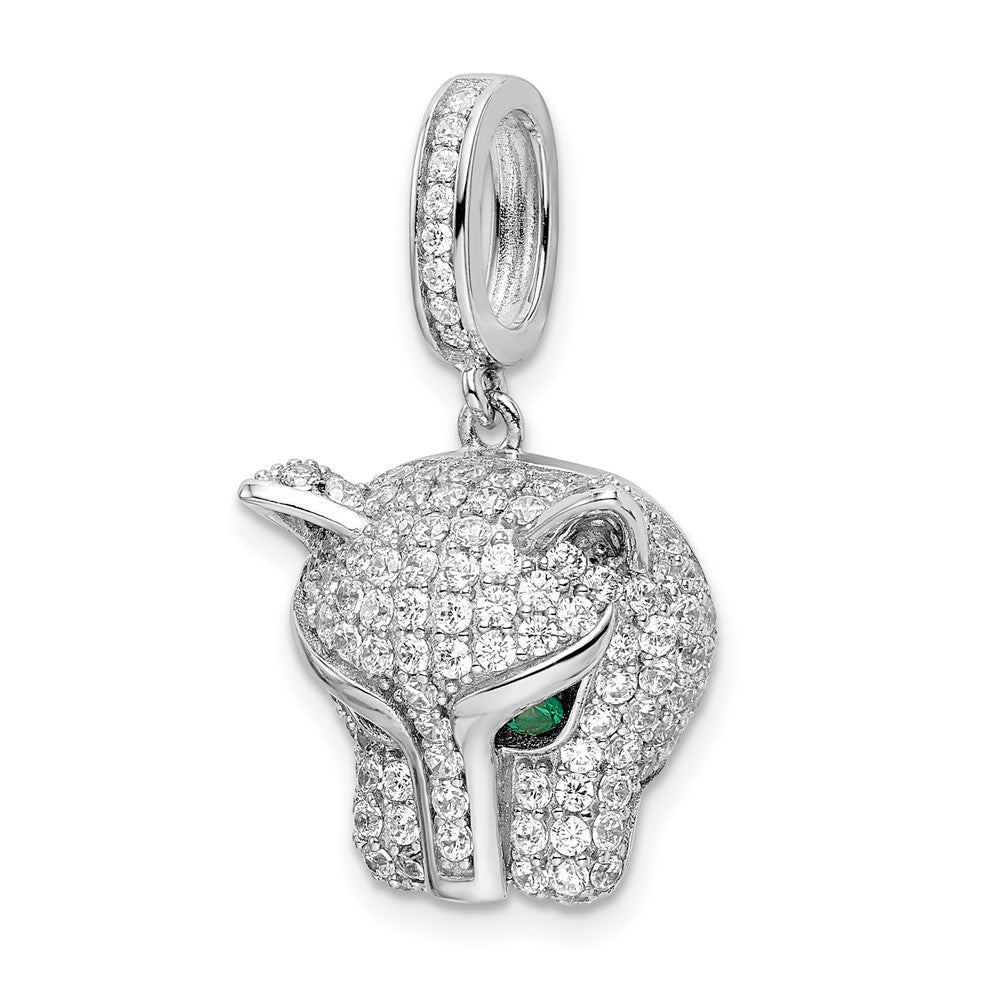 Sterlingsilber Rhodiniert Grün & Weiß Zirkonia Panther Anhänger