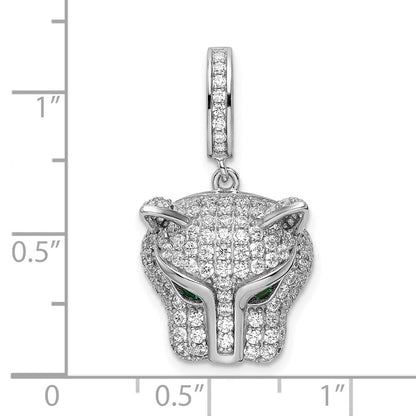 Sterlingsilber Rhodiniert Grün & Weiß Zirkonia Panther Anhänger