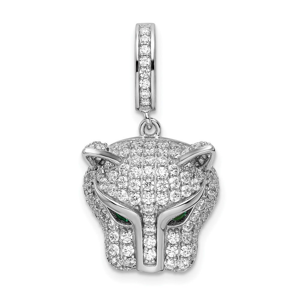 Sterlingsilber Rhodiniert Grün & Weiß Zirkonia Panther Anhänger