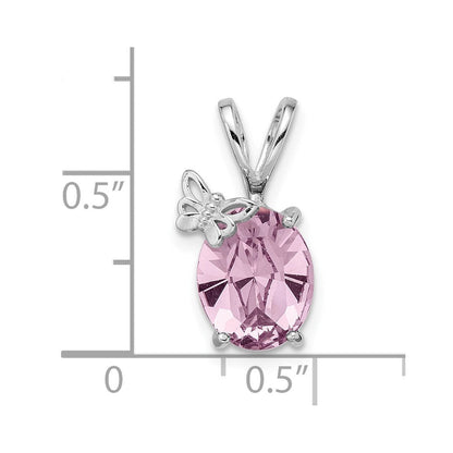 Sterlingsilber Rhodiniert-plate Licht Rosa Swarovski Kristall mit Schmetterling Anhänger