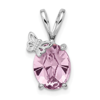 Sterlingsilber Rhodiniert-plate Licht Rosa Swarovski Kristall mit Schmetterling Anhänger