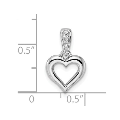 Sterlingsilber Rhodiniert Zirkonia Herz Hängend Anhänger