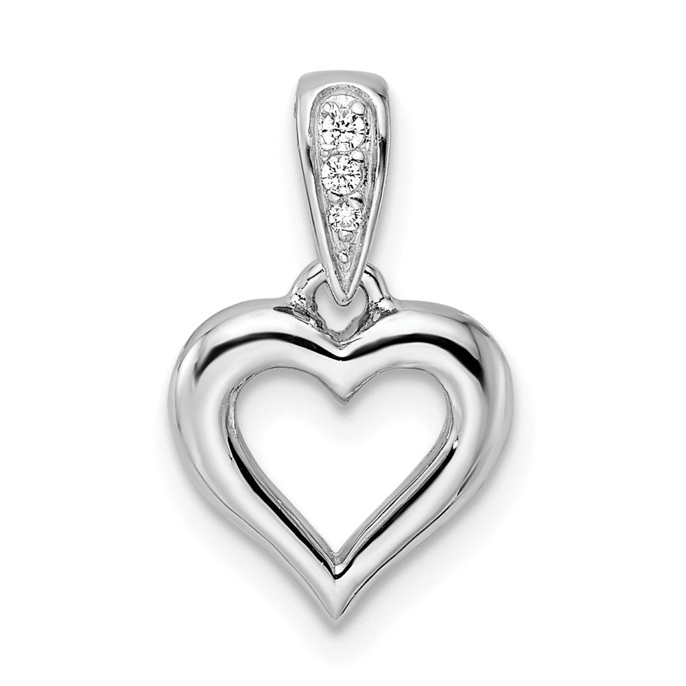 Sterlingsilber Rhodiniert Zirkonia Herz Hängend Anhänger