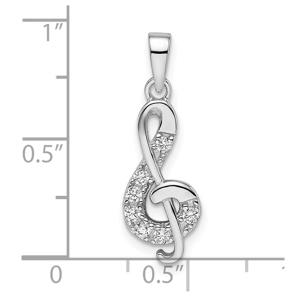 Sterlingsilber Rhodiniert Zirkonia Noten Schlüssel Anhänger