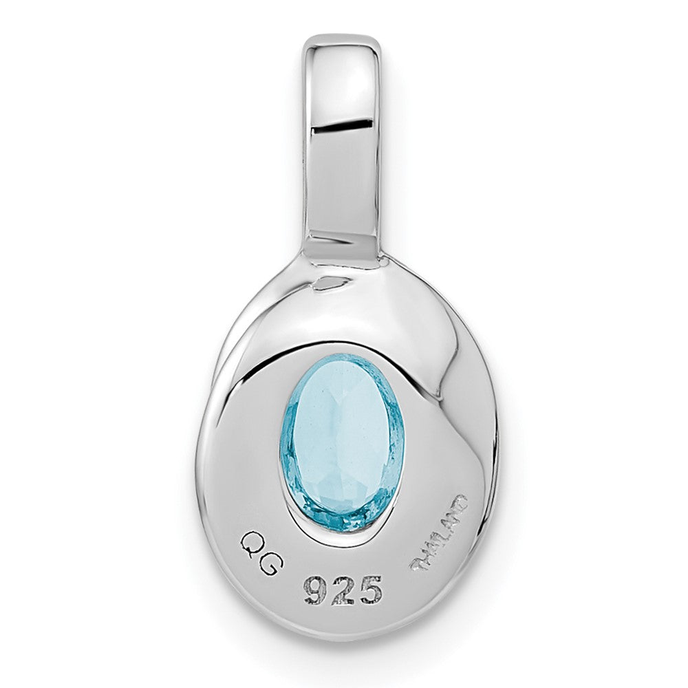 Sterlingsilber Rhodiniert Himmel Blautopas Oval Anhänger