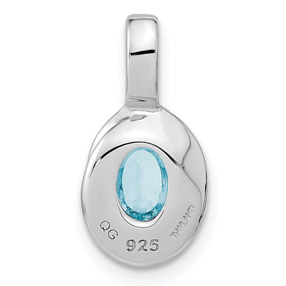 Sterlingsilber Rhodiniert Himmel Blautopas Oval Anhänger