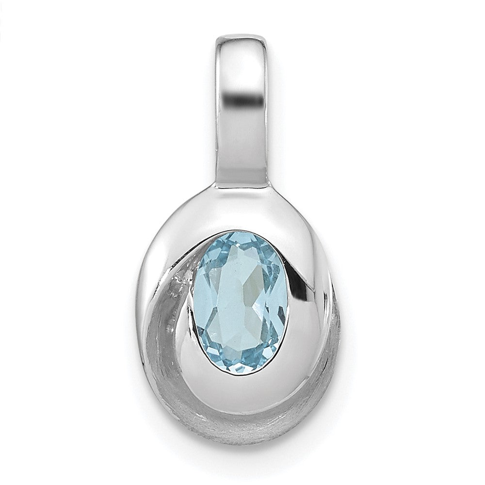 Sterlingsilber Rhodiniert Himmel Blautopas Oval Anhänger