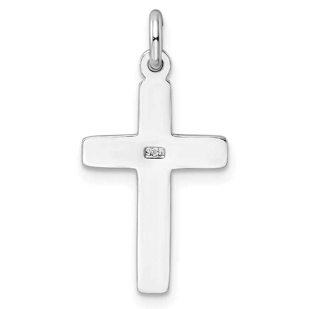 Sterlingsilber Rhodiniert Taube Kreuz Anhänger