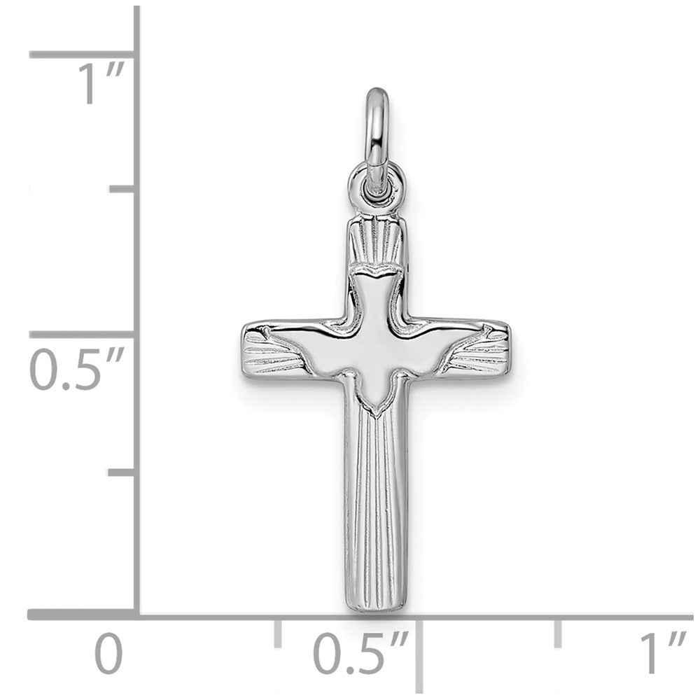 Sterlingsilber Rhodiniert Taube Kreuz Anhänger