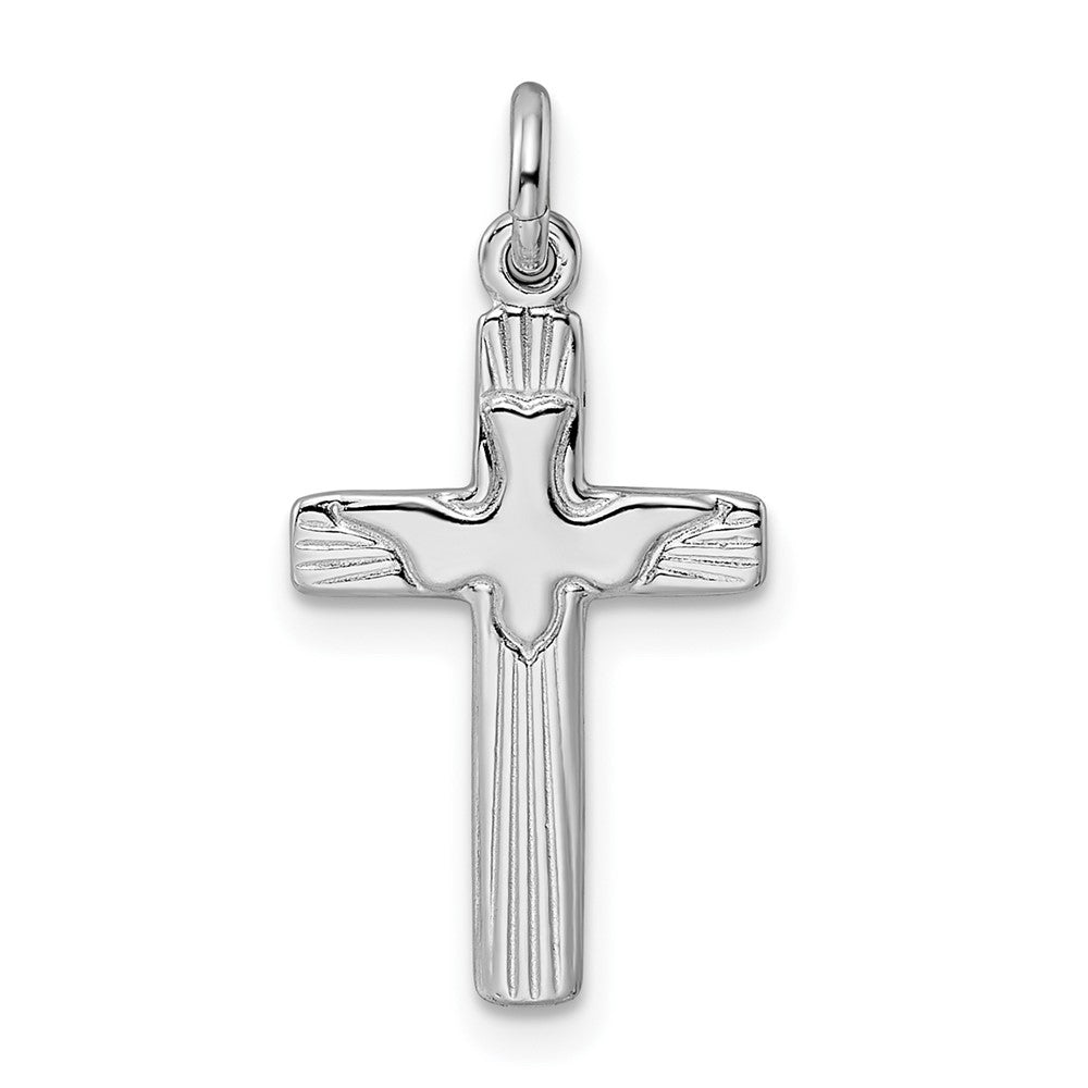 Sterlingsilber Rhodiniert Taube Kreuz Anhänger