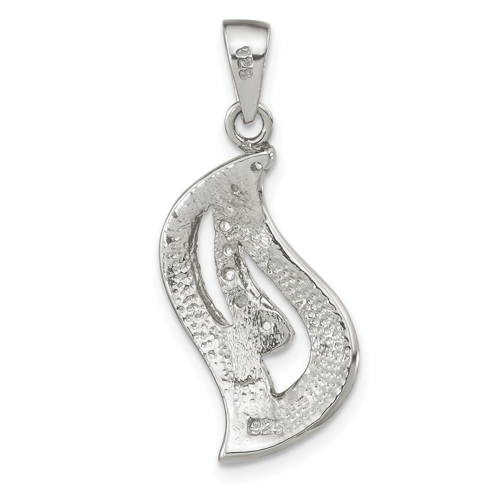 Sterlingsilber Poliert Emaille Zirkonia Greek Key Anhänger