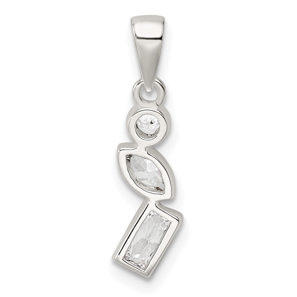 Sterlingsilber Poliert Geometric Shapes Zirkonia Anhänger